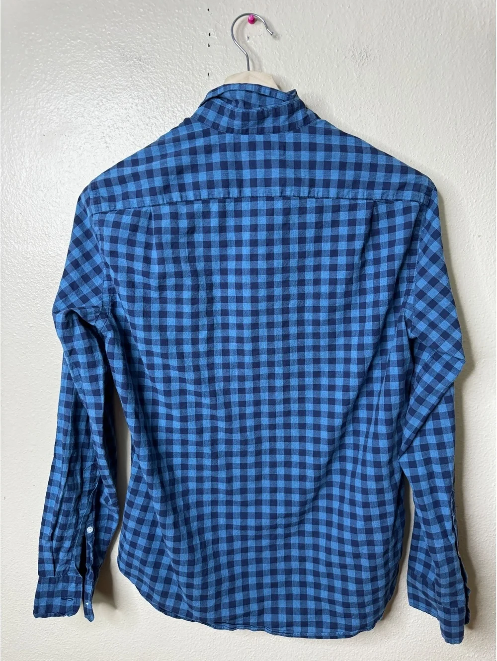 J.Crew Mercantile Flex Mens Medium Blue Gingham Check Button Down Shirt Slim Fit